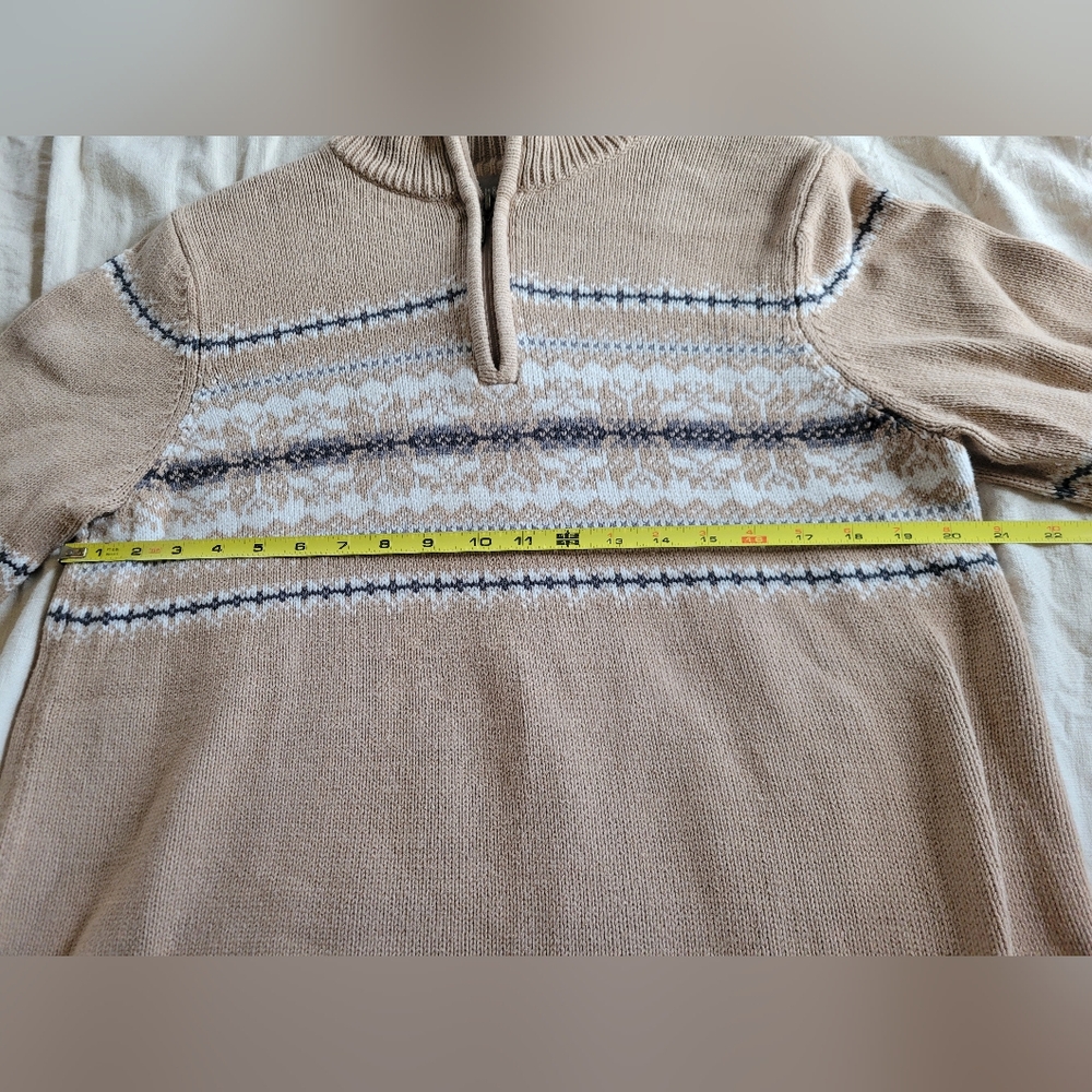 Croft & Barrow Tan Patterned Zip-Up Sweater - Picture 4 of 10